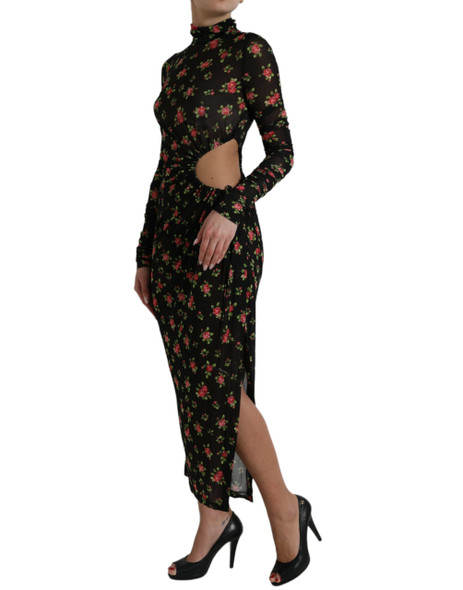 Dolce & Gabbana Black Floral Cut Out Sheath Long Maxi Dress Dolce & Gabbana Black Floral Cut Out Sheath Long Maxi Dress