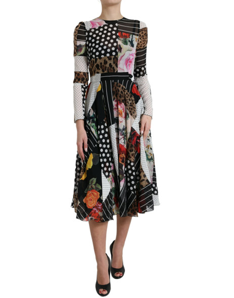 Dolce & Gabbana Multicolor Patchwork Floral Leopard Dress Dolce & Gabbana Multicolor Patchwork Floral Leopard Dress