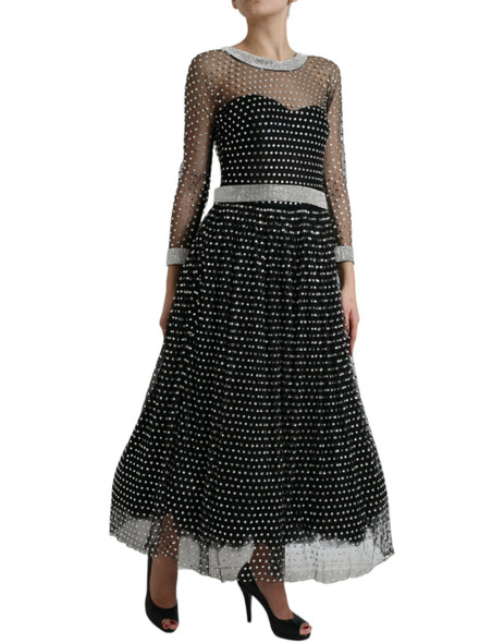 Dolce & Gabbana Black Crystal Embellished A-line Gown Dress Dolce & Gabbana Black Crystal Embellished A-line Gown Dress