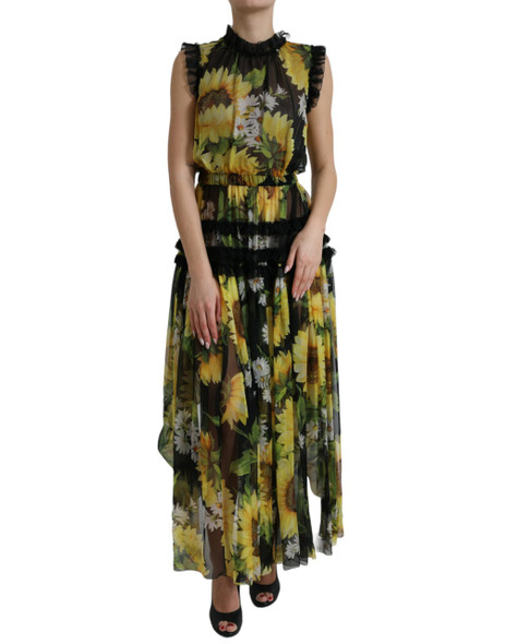 Black Sunflower A-line Pleated Maxi Dress Black Sunflower A-line Pleated Maxi Dress