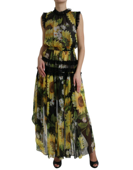 Black Sunflower A-line Pleated Maxi Dress Black Sunflower A-line Pleated Maxi Dress