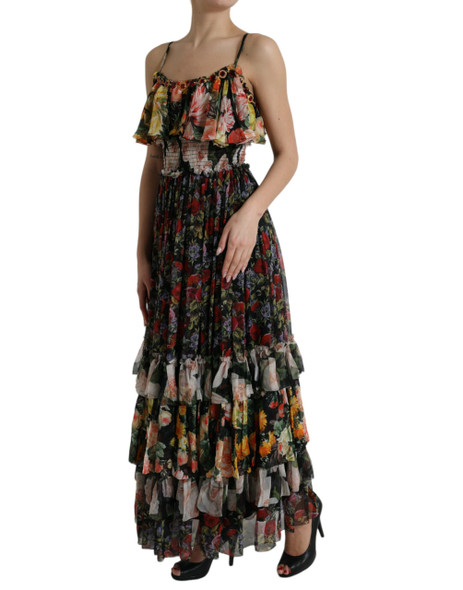 Dolce & Gabbana Multicolor Floral Chiffon Tiered Maxi Dress Dolce & Gabbana Multicolor Floral Chiffon Tiered Maxi Dress