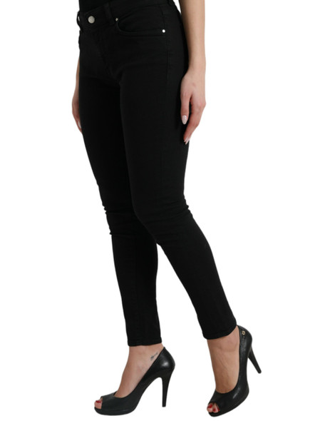 Dolce & Gabbana Black Cotton Mid Waist Skinny Denim Jeans Dolce & Gabbana Black Cotton Mid Waist Skinny Denim Jeans