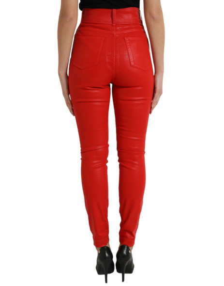 Dolce & Gabbana Red Cotton High Waist Skinny Denim Jeans Dolce & Gabbana Red Cotton High Waist Skinny Denim Jeans