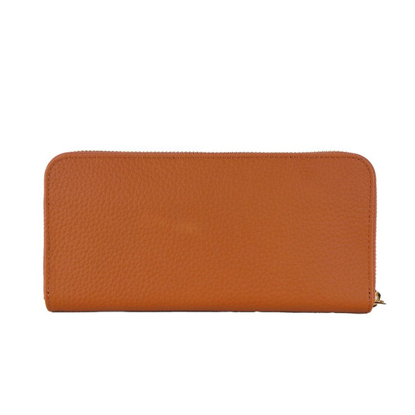 Elegant Orange Leather Wallet with Zipper Elegant Orange Leather Wallet with Zipper