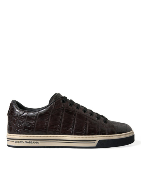 Brown Croc Exotic Leather Men Casual Sneakers Shoes Brown Croc Exotic Leather Men Casual Sneakers Shoes