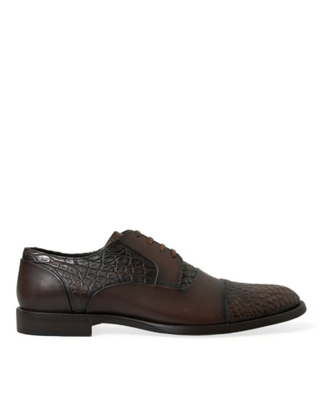 Dolce & Gabbana Brown Exotic Leather Lace Up Oxford Dress Shoes Dolce & Gabbana Brown Exotic Leather Lace Up Oxford Dress Shoes