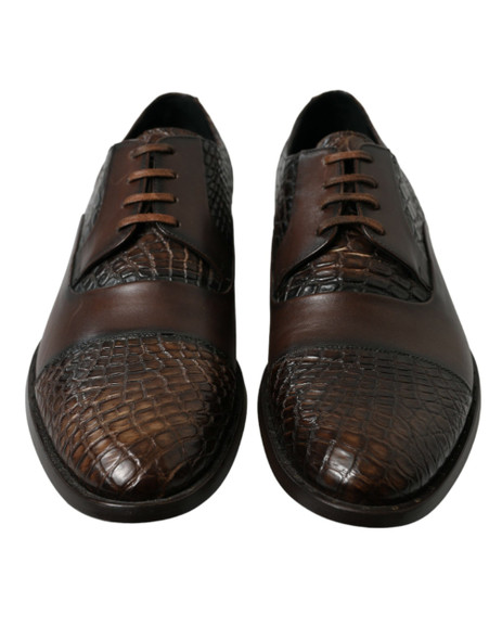 Dolce & Gabbana Brown Exotic Leather Lace Up Oxford Dress Shoes Dolce & Gabbana Brown Exotic Leather Lace Up Oxford Dress Shoes