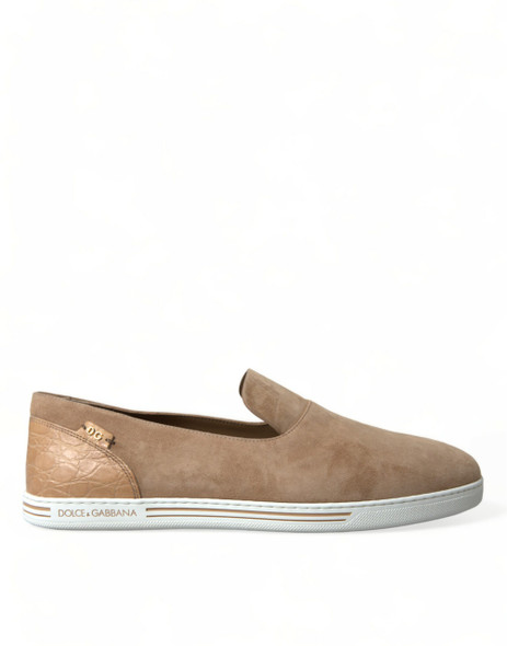 Beige Suede Caiman Men Loafers Slippers Shoes Beige Suede Caiman Men Loafers Slippers Shoes