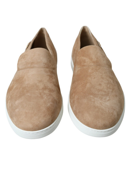 Dolce & Gabbana Beige Suede Caiman Men Loafers Slippers Shoes Dolce & Gabbana Beige Suede Caiman Men Loafers Slippers Shoes