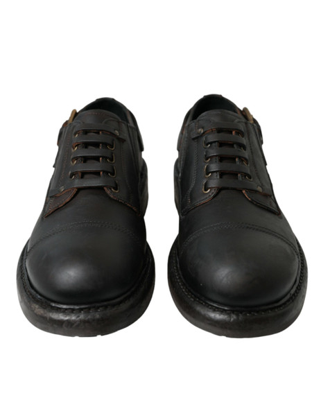 Dolce & Gabbana Brown Leather Lace Up Derby Men Dress Shoes Dolce & Gabbana Brown Leather Lace Up Derby Men Dress Shoes