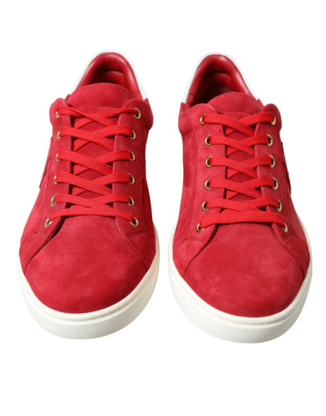 Dolce & Gabbana Red Suede Leather Men Low Top Sneakers Shoes Dolce & Gabbana Red Suede Leather Men Low Top Sneakers Shoes