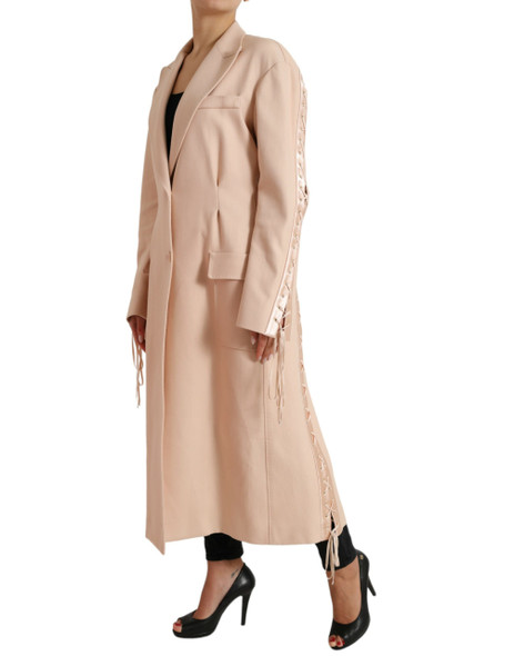 Beige Cotton Single Breasted Long Coat Jacket Beige Cotton Single Breasted Long Coat Jacket