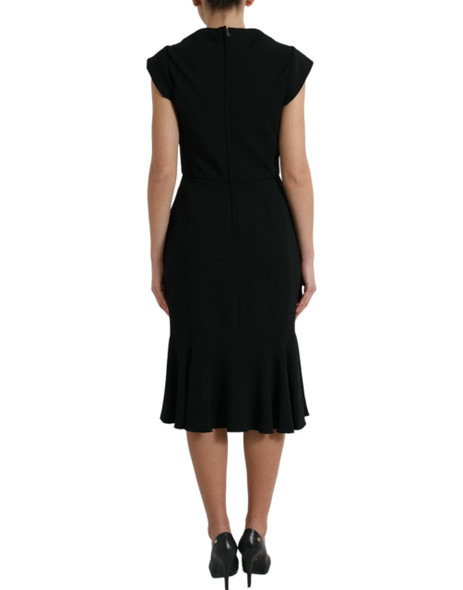 Dolce & Gabbana Black Cady Viscose Sleeveless Dress Dolce & Gabbana Black Cady Viscose Sleeveless Dress
