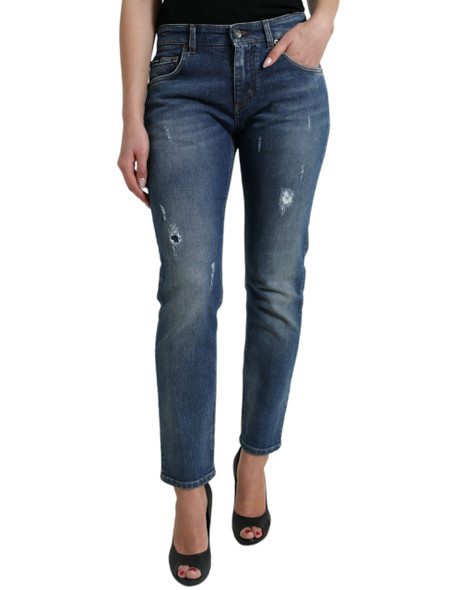Blue BOYFRIEND Mid Waist Cotton Denim Jeans Blue BOYFRIEND Mid Waist Cotton Denim Jeans