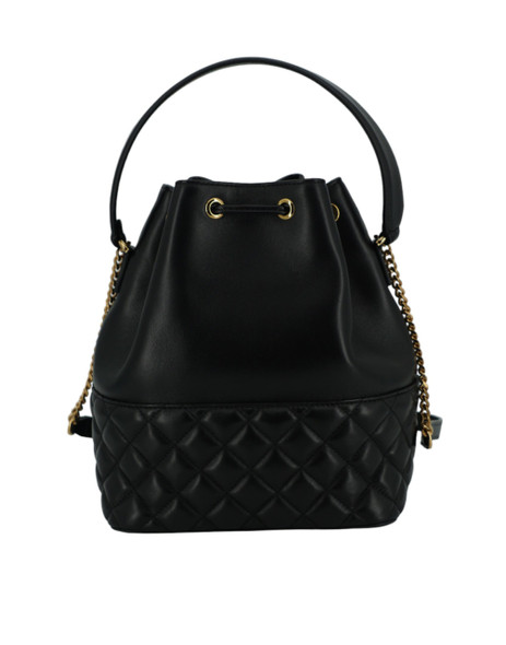 Elegant Black Leather Medusa Bucket Shoulder Bag Elegant Black Leather Medusa Bucket Shoulder Bag