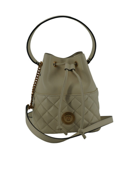 Versace Elegant Small White Leather Bucket Shoulder Bag Versace Elegant Small White Leather Bucket Shoulder Bag