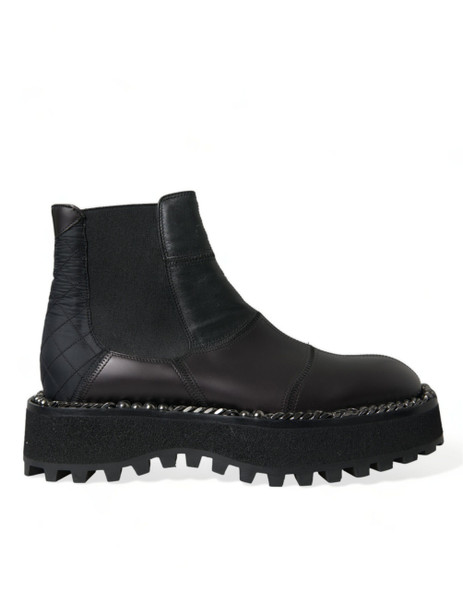 Dolce & Gabbana Black Leather Slip On Stretch Chelsea Boots Shoes Dolce & Gabbana Black Leather Slip On Stretch Chelsea Boots Shoes