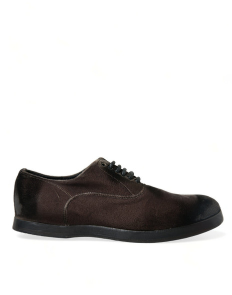 Dolce & Gabbana Brown Velvet Men Lace Up Oxford Dress Shoes Dolce & Gabbana Brown Velvet Men Lace Up Oxford Dress Shoes