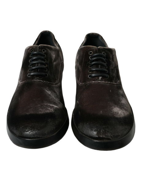 Dolce & Gabbana Brown Velvet Men Lace Up Oxford Dress Shoes Dolce & Gabbana Brown Velvet Men Lace Up Oxford Dress Shoes