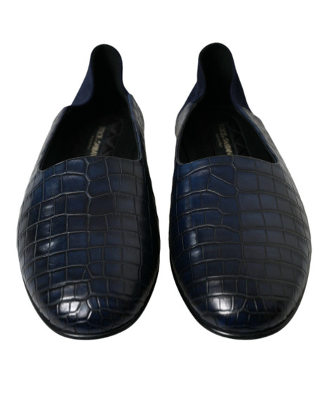 Dolce & Gabbana Blue Crocodile Leather Loafers Slip On Shoes Dolce & Gabbana Blue Crocodile Leather Loafers Slip On Shoes