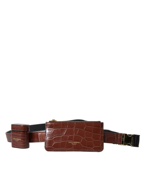 Brown Alligator Leather Airpods Case Coin Purse Wallet Brown Alligator Leather Airpods Case Coin Purse Wallet