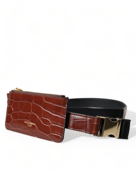 Dolce & Gabbana Brown Alligator Leather Airpods Case Coin Purse Wallet Dolce & Gabbana Brown Alligator Leather Airpods Case Coin Purse Wallet