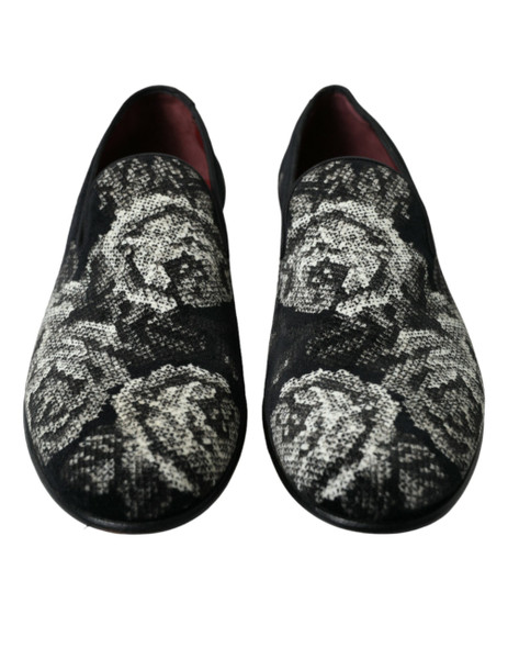 Black Floral Slippers Men Loafers Dress Shoes Black Floral Slippers Men Loafers Dress Shoes