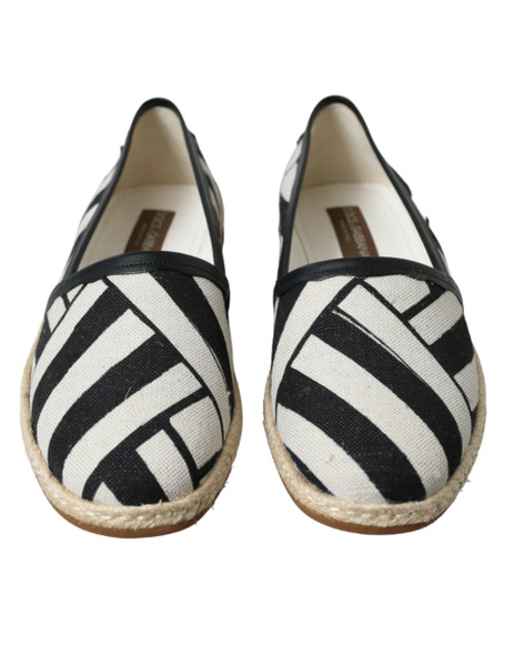 Dolce & Gabbana Beige Black Striped Canvas Espadrilles MONDELLO Shoes Dolce & Gabbana Beige Black Striped Canvas Espadrilles MONDELLO Shoes
