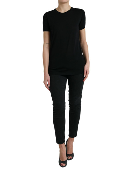 Dolce & Gabbana Black Wool Short Sleeves Crewneck Top T-shirt Dolce & Gabbana Black Wool Short Sleeves Crewneck Top T-shirt