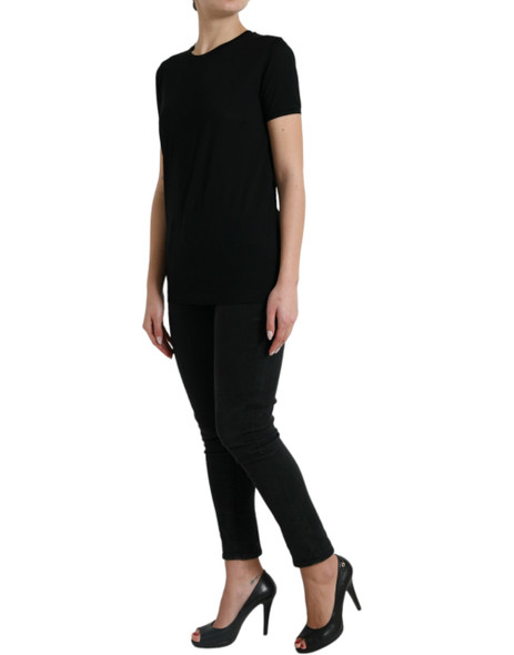 Dolce & Gabbana Black Wool Short Sleeves Crewneck Top T-shirt Dolce & Gabbana Black Wool Short Sleeves Crewneck Top T-shirt