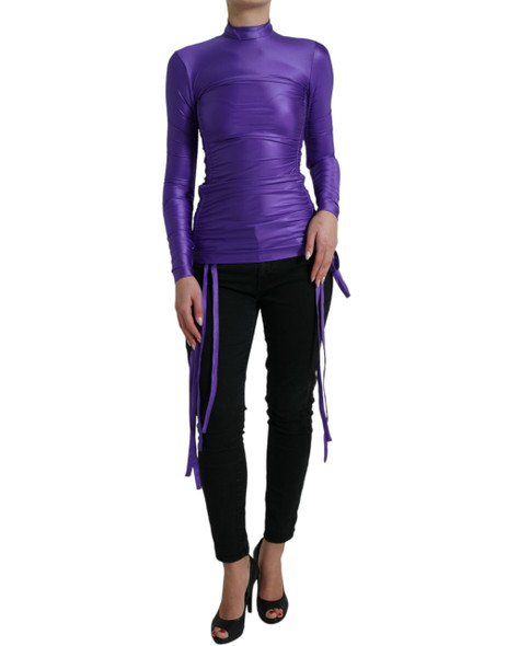 Purple Nylon Stretch Slim Long Sleeves Top Purple Nylon Stretch Slim Long Sleeves Top