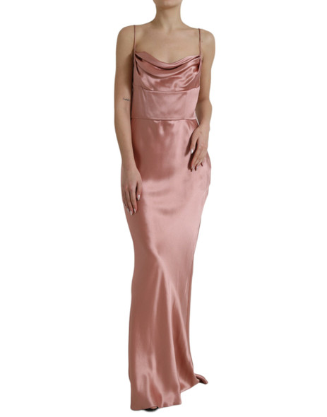 Dolce & Gabbana Pink Silk Spaghetti Straps Long Gown Dress Dolce & Gabbana Pink Silk Spaghetti Straps Long Gown Dress