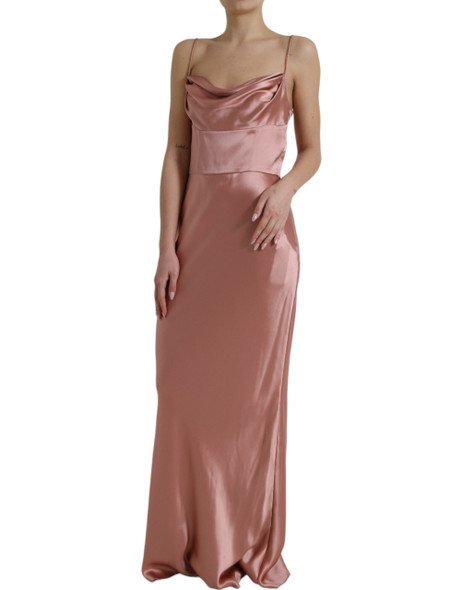 Dolce & Gabbana Pink Silk Spaghetti Straps Long Gown Dress Dolce & Gabbana Pink Silk Spaghetti Straps Long Gown Dress
