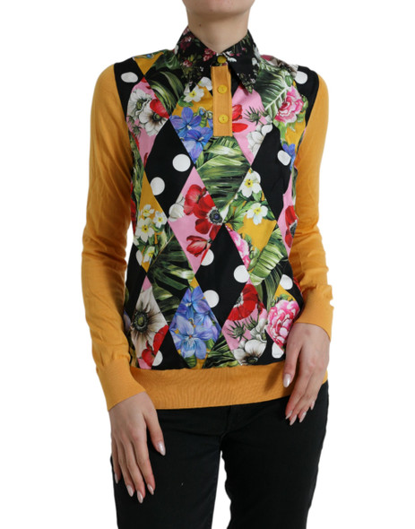 Multicolor Patchwork Cashmere Henley Sweater Multicolor Patchwork Cashmere Henley Sweater