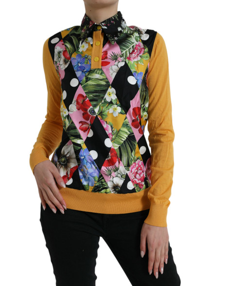 Multicolor Patchwork Cashmere Henley Sweater Multicolor Patchwork Cashmere Henley Sweater