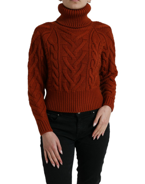 Dolce & Gabbana Brown Wool Knit Turtleneck Pullover Sweater TSH84323 Dolce & Gabbana Brown Wool Knit Turtleneck Pullover Sweater TSH84323