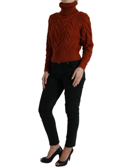Dolce & Gabbana Brown Wool Knit Turtleneck Pullover Sweater TSH84323 Dolce & Gabbana Brown Wool Knit Turtleneck Pullover Sweater TSH84323