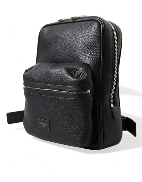 Black Calfskin Leather Logo Palermo Backpack Bag Black Calfskin Leather Logo Palermo Backpack Bag