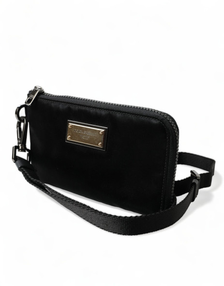 Dolce & Gabbana Black Nylon Logo Plaque Keyring Pouch Clutch Bag Dolce & Gabbana Black Nylon Logo Plaque Keyring Pouch Clutch Bag