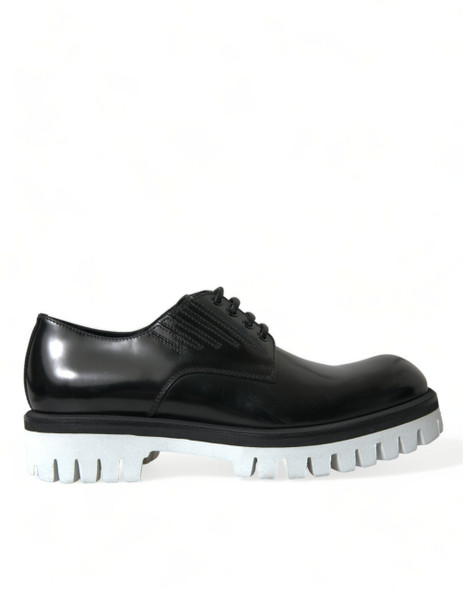 Black White Leather Lace Up Derby Dress Shoes Black White Leather Lace Up Derby Dress Shoes