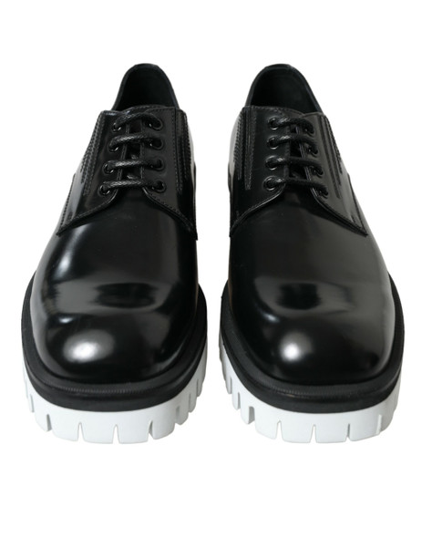 Dolce & Gabbana Black White Leather Lace Up Derby Dress Shoes Dolce & Gabbana Black White Leather Lace Up Derby Dress Shoes