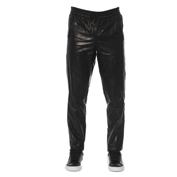 Trussardi Black Lamb Leather Men Trouser Trussardi Black Lamb Leather Men Trouser