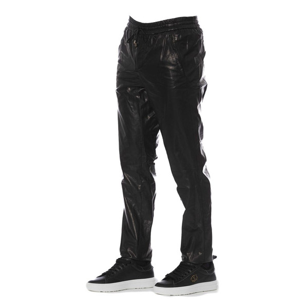 Trussardi Black Lamb Leather Men Trouser Trussardi Black Lamb Leather Men Trouser