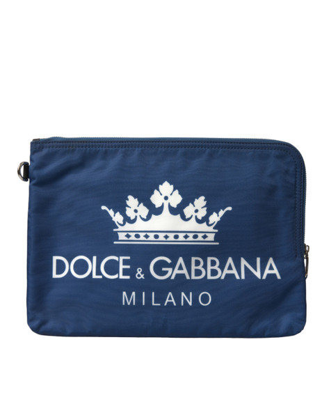Blue DG Milano Print Nylon Pouch Clutch Men Bag Blue DG Milano Print Nylon Pouch Clutch Men Bag