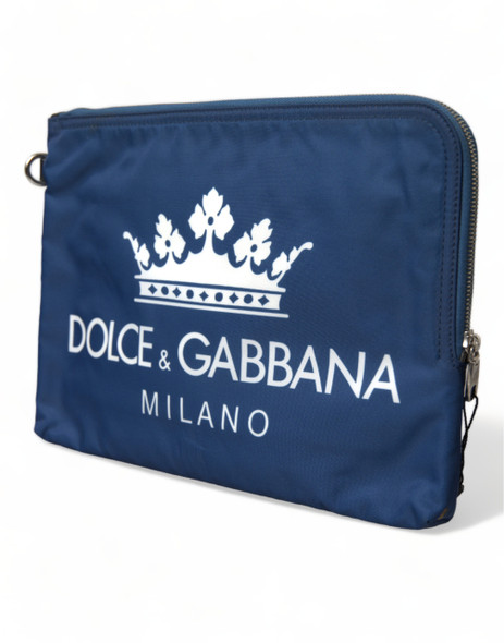 Blue DG Milano Print Nylon Pouch Clutch Men Bag Blue DG Milano Print Nylon Pouch Clutch Men Bag