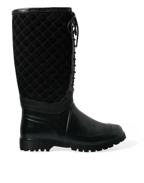 Black Chioggia Rubber Suede Rain Boots Shoes Black Chioggia Rubber Suede Rain Boots Shoes
