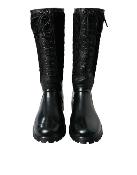 Black Chioggia Rubber Suede Rain Boots Shoes Black Chioggia Rubber Suede Rain Boots Shoes