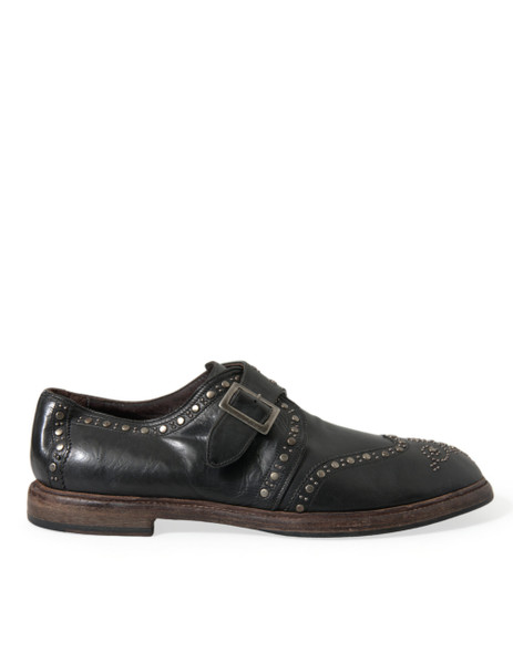 Dolce & Gabbana Black Leather Monk Strap Studded Dress Shoes Dolce & Gabbana Black Leather Monk Strap Studded Dress Shoes