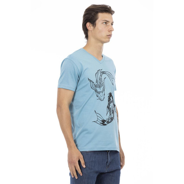 Trussardi Action Light Blue Cotton Men T-Shirt TR-24179 Trussardi Action Light Blue Cotton Men T-Shirt TR-24179